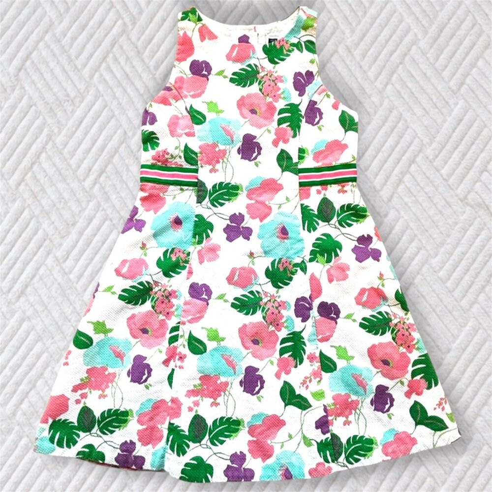 Janie and Jack Girls 6 Floral Fit & Flare Dress Tropical Garden Party Bow